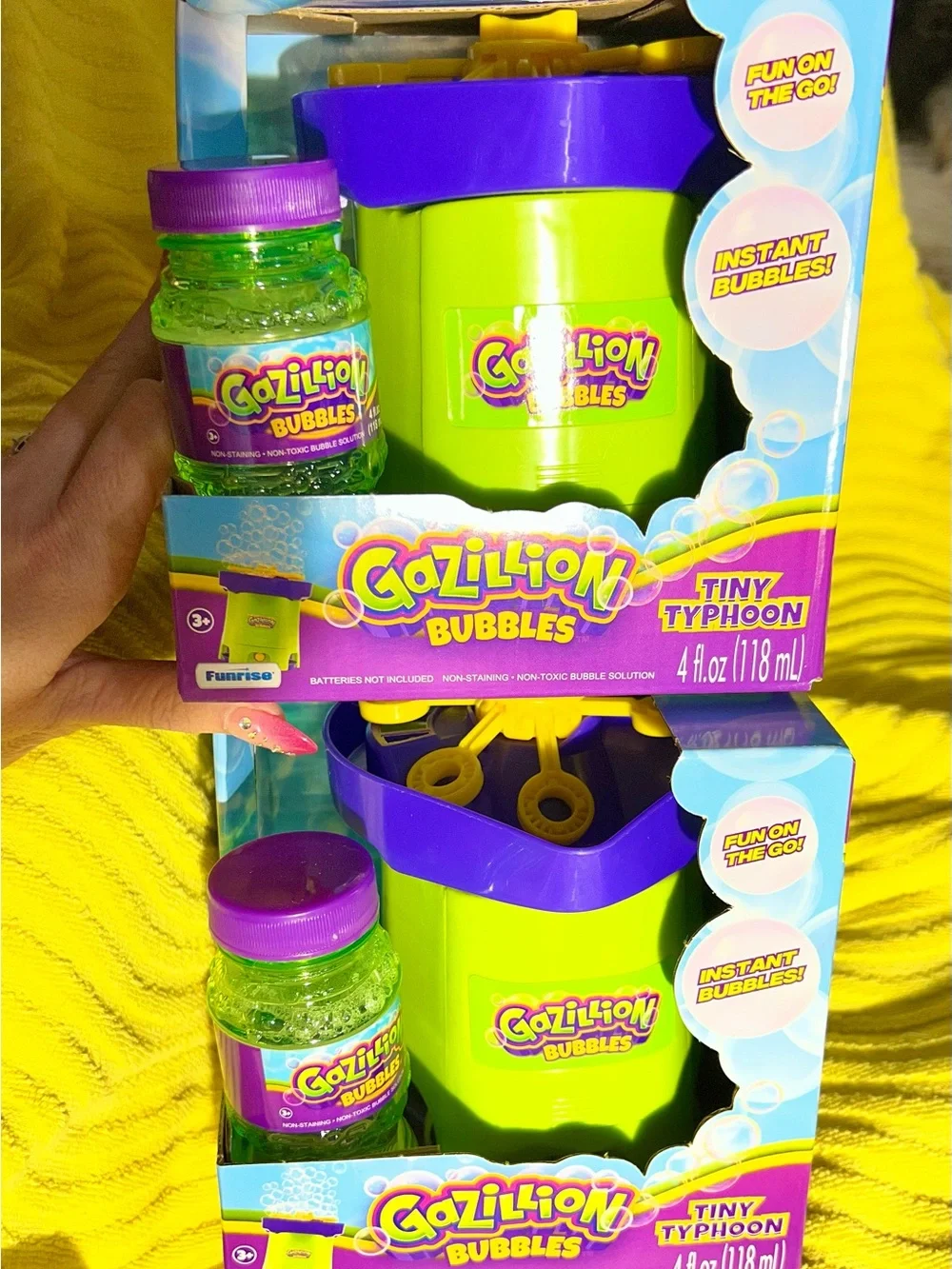 2-Tiny Typhoon Bubble Machine - Green & Purple Gazillion Bubbles